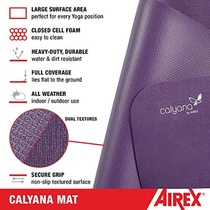 Airex CALYANA Yogamatte Prime Yoga, ozeanblau, rutschfest & gelenkschonend, ca. 185 x 66 x 0.45 cm – Bild 2