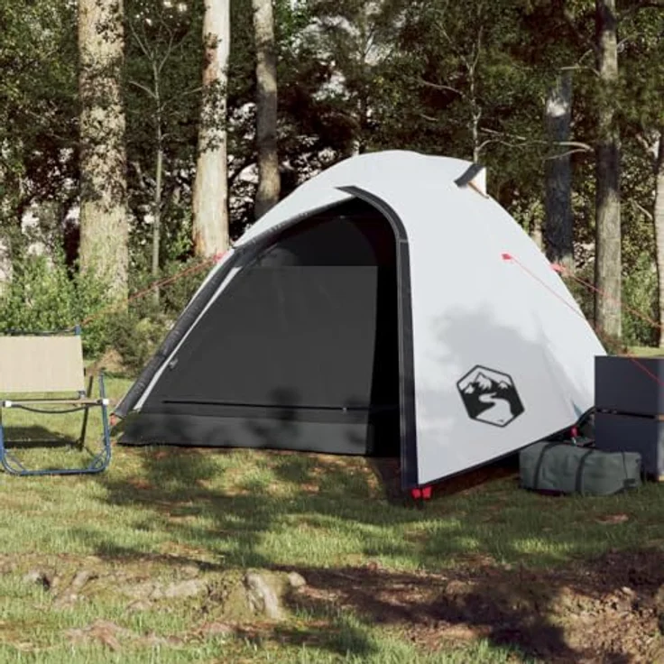 vidaXL Kuppel-Campingzelt 3 Personen Zelt Trekkingzelt Wanderzelt Leicht 210x195x120cm Innenzelt 3,1kg Weiß Dunkel Wasserdicht – Bild 3