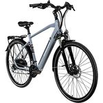 ZÜNDAPP Ebike Herren 28 Zoll Trekkingfahrrad | E Bike 24 Gänge 160-185 cm Elektro Fahrrad mit hydraulischen Scheibenbremsen (grau, 52 cm)