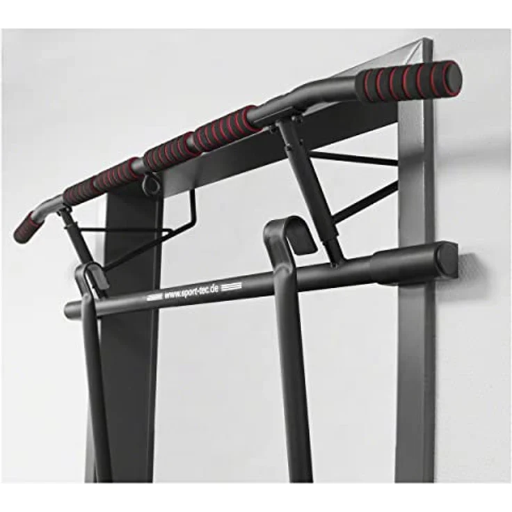 Sport-Tec Dip-Station für Türreck Klimmzugstange, klappbar mit 6 gepolsterten Griffen, stabile Verankerung, Maße 100x75 cm – Bild 3