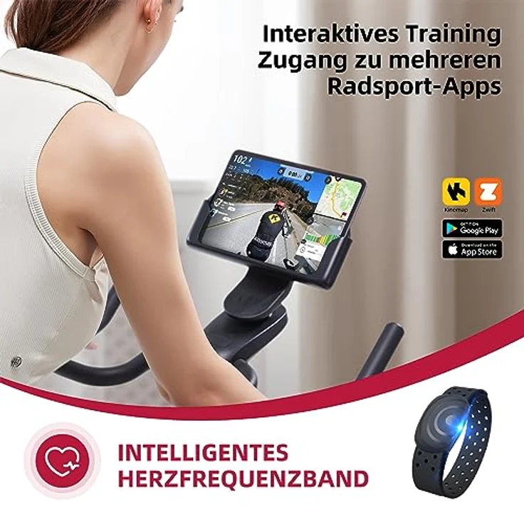 JASPORT Smart Indoor Speedbike S3 | leise Heimtrainer | Magnetbremssystem und kraftvoller Riemen | App mit Video on Demand Trainingskursen | Kinomap & Zwift kompatibel | inkl. Pulsgurt – Bild 4