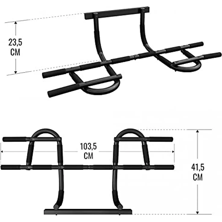 GORILLA SPORTS® Klimmzugstange - für Türrahmen, 10 rutschfeste Griffe, Multifunktion, inkl. Montagezubehör, bis 200kg Belastbar, Stahl, Schwarz - Pull Up Bar, Türreck, Reckstange, Pull-Up Bar – Bild 5