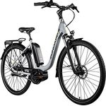 ZÜNDAPP X300 E Bike 28 Zoll Damen Elektrofahrrad mit Mittelmotor und 7 Gang Nabenschaltung, Silber/gelb
