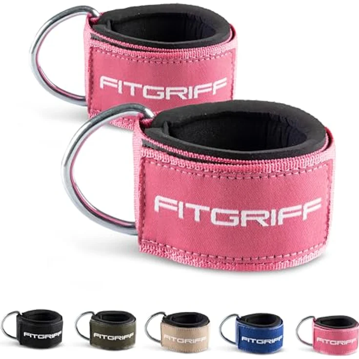 Fitgriff Komfort Fußschlaufen (2Stück) - für Fitness Training am Kabelzug - Fußfesseln für Damen und Herren (Pink) - Preisvergleich – Bild 1