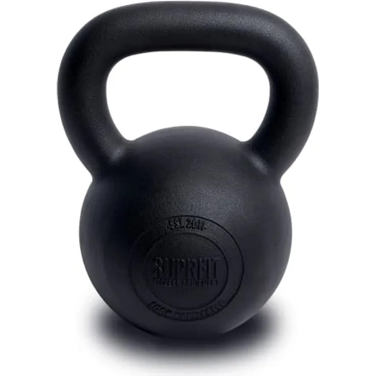 SUPRFIT - Econ Professional Kettlebell 20Kg - Pulverbeschichtete Kugelhantel aus massivem Gusseisen für Fitness, Crossfit & Krafttraining - Schwarze Kettlebells Hantel für Homegym und Fitnessstudios
