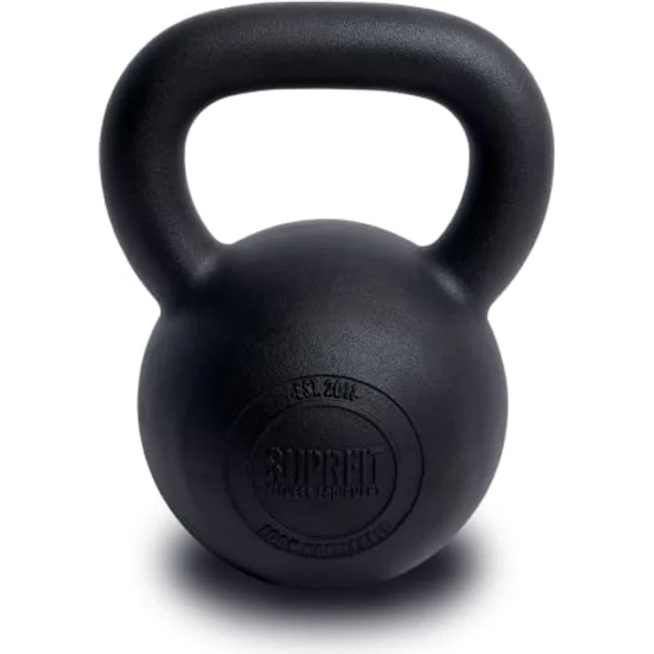 SUPRFIT - Econ Professional Kettlebell 20Kg - Pulverbeschichtete Kugelhantel aus massivem Gusseisen für Fitness, Crossfit & Krafttraining - Schwarze Kettlebells Hantel für Homegym und Fitnessstudios – Bild 1