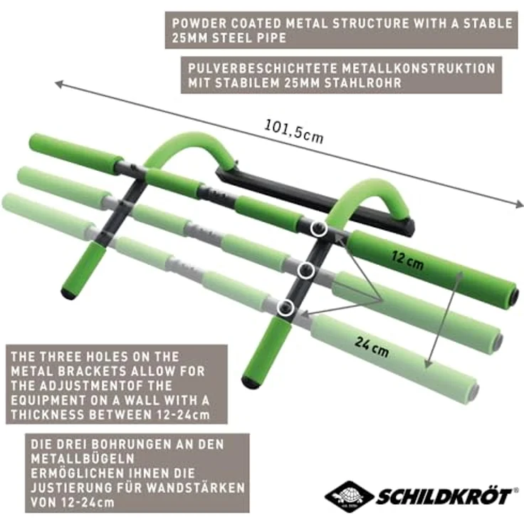 Schildkröt Breite Multifunktions-Türreck 4 in 1, max. 100 kg, Grün-Schwarz, Heimfitnessgerät für Oberkörpertraining – Bild 2