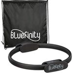Bluefinity Pilates Ring mit Übungen, Doppelgriff, gepolstert, Widerstandsring Yoga, Fiberglas, Ring Ø 37 cm, schwarz