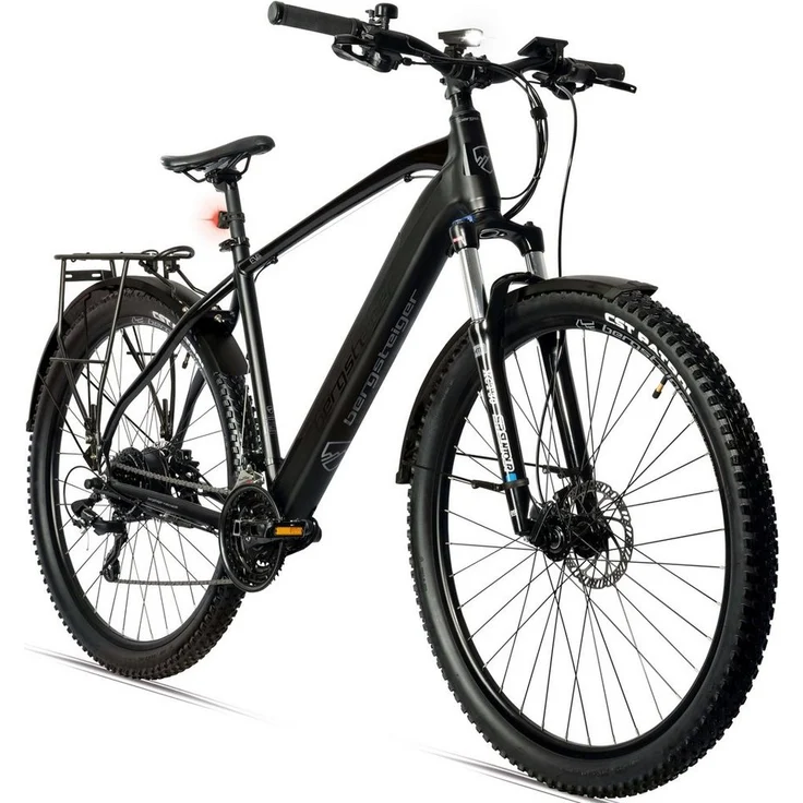 bergsteiger E-Bike Mountainbike Cannock, 250 Watt Motor, 36V 10.4Ah & 12Ah Akku, 24 Gang Kettenschaltung, Heckmotor, Hydraulikbremsen, für Damen und Herren
