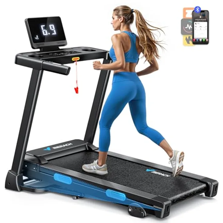 MERACH Klappbares Laufband für Zuhause, Laufband mit 6% Steigung, 2,5PS, Geschwindigkeitsbereich 0,8-12 km/h, LED-Display, Tablet-Halter, inkl. MERACH-APP