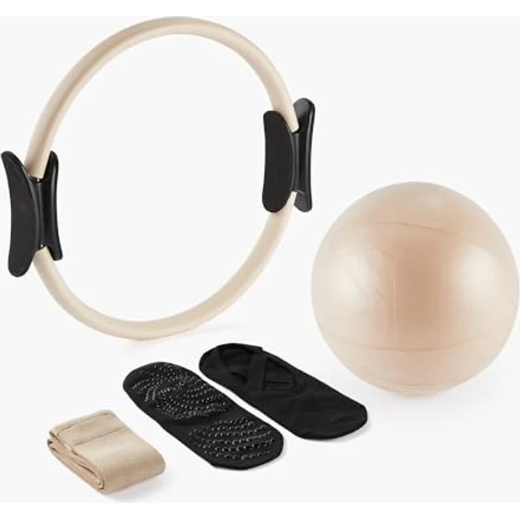Myga Pilates Ring Set - 4-teiliges Pilates Kit mit Magic Circle, Anti-Burst-Ball, Stoff-Widerstandsband & rutschfesten Socken, leicht & langlebig für Krafttraining & Flexibilität (Sand) – Bild 3