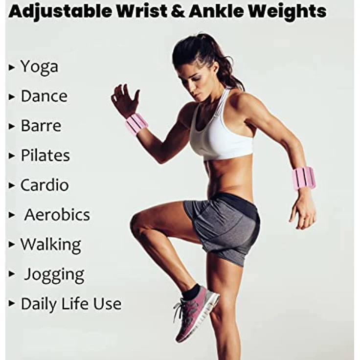 TopEsct Verstellbare Handgelenkgewichte – Set mit 2 Stück (je 0,9 kg) | Langlebiges tragbares Handgelenk- und Knöchelgewichte für Yoga, Tanz, Barre, Pilates, Cardio, Aerobic, Walking – Bild 5