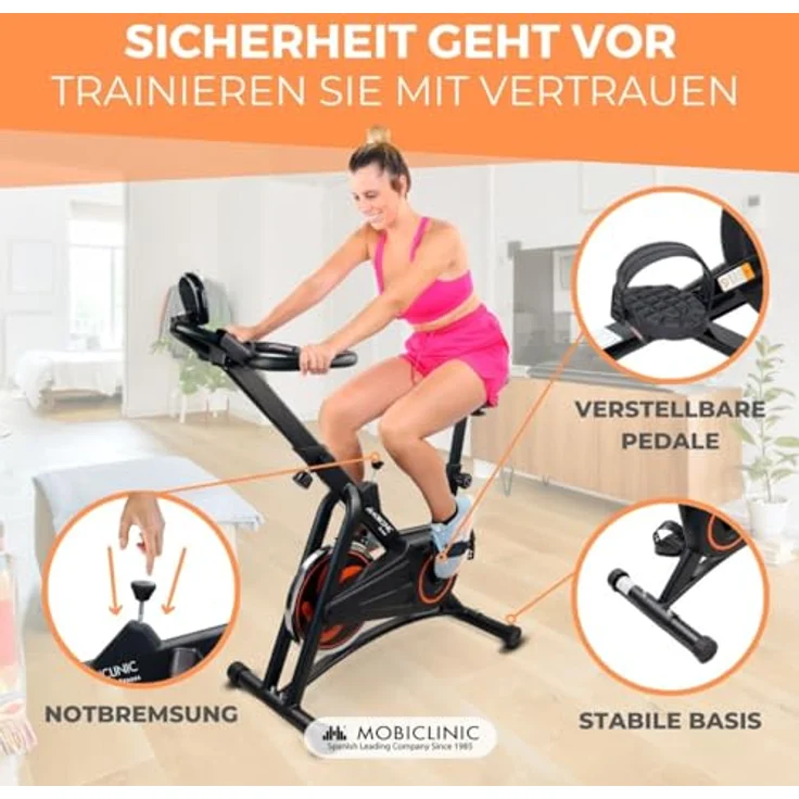 Mobiclinic® Makalu Fitness Indoor Bike, 10kg Schwungrad, einstellbarer Widerstand, LCD-Display, Europäische Marke, Herzfrequenzmesser, Flaschenhalter, Handyhalter – Bild 4