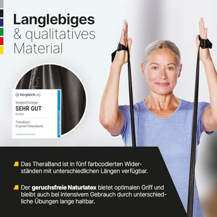 ARTZT TheraBand 2,50m schwarz, inkl. Türanker + Tasche, Widerstand 3,3kg, 100% Naturlatex, ideal für Fitness- und Rückentraining, Therapie, Reha – Bild 4