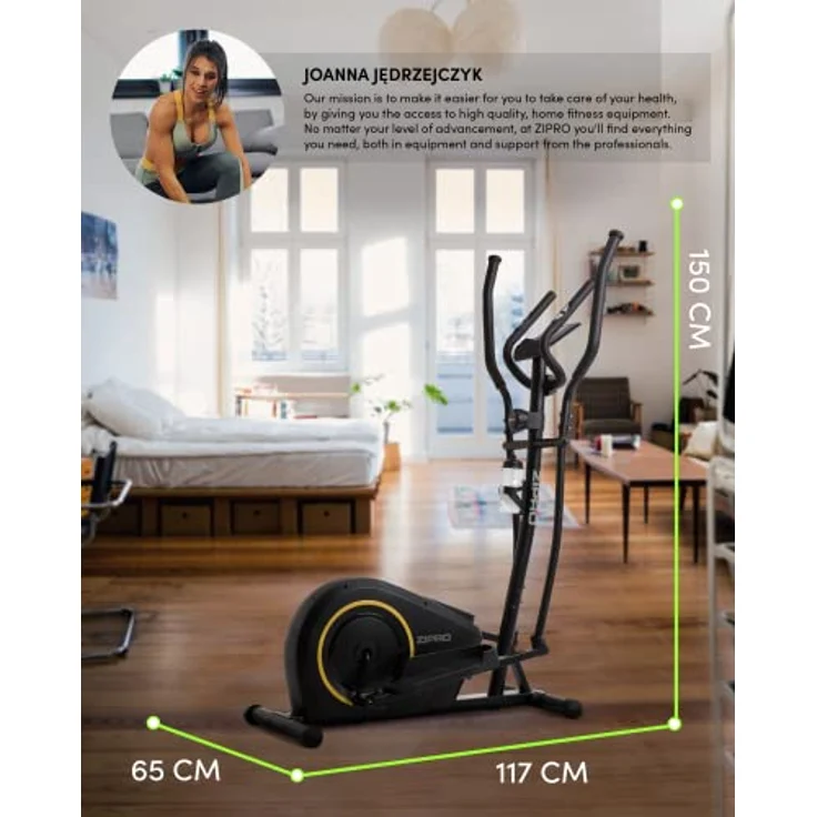 Zipro Erwachsene Magnetischer Crosstrainer Burn Gold bis 120kg, Schwarz, One Size, einheitsgröße, Ellipsentrainer, Ergometer, Fitness Heimtrainer inkl. Tablethalterung, 8 Widerstandsstufen – Bild 2