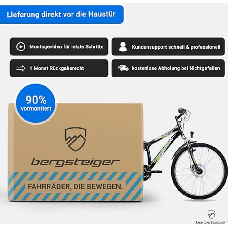 Bergsteiger Buffalo 26 Zoll Mountainbike, 18 Gang-Schaltung, vollgefederter Hi-Ten Stahlrahmen, Scheibenbremse, Licht, Schutzblech, geeignet ab 155 cm – Bild 7