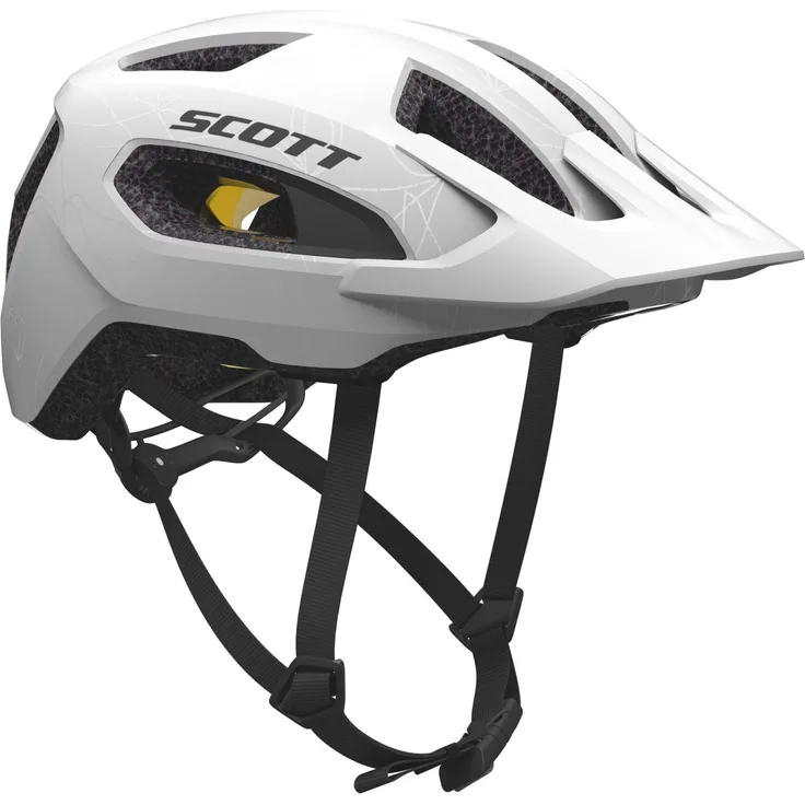 Scott Supra Plus Mips, MTB-Helm in Weiß, M-L, mit abnehmbarem Visier und optimaler Belüftung