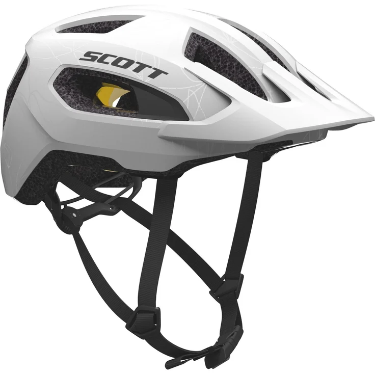 Scott Supra Plus Mips, MTB-Helm in Weiß, M-L, mit abnehmbarem Visier und optimaler Belüftung