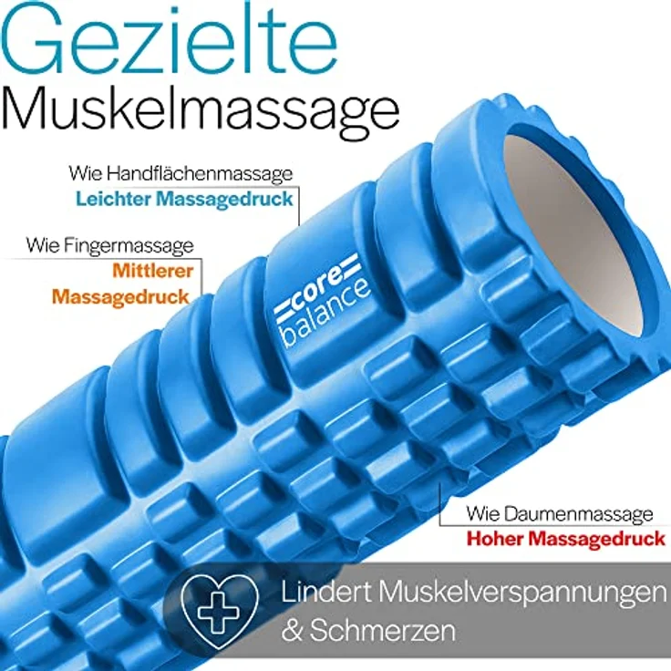 Core Balance Faszienrolle Rücken und Ganzkörper, Texturierter Sport Foam Roller für Tiefengewebemassage und Triggerpunktbehandlung, 33 cm x 14 cm, leicht und hygienisch – Bild 2