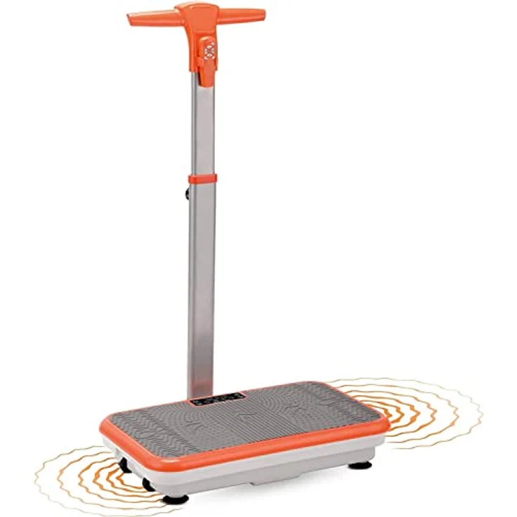 Vibro Shaper Fitness Vibrationsplatte mit Griff und Fitnessbändern - unterstützt Muskelaufbau und Fettverbrennung - orange – Bild 1