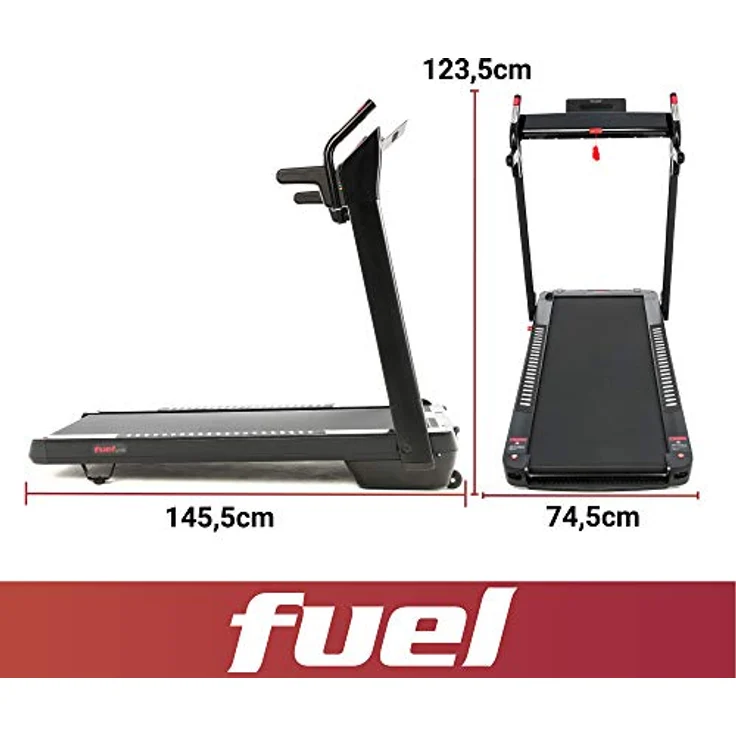 FUEL Fitness LB100 Laufband für zuhause, Ultra-Slim Laufband elektrisch, klappbar mit Steigung, 14 km/h, KEIN Aufbau, 130x48cm Lauffläche, APP-kompatibel, Pulsgurt inkl – Bild 4