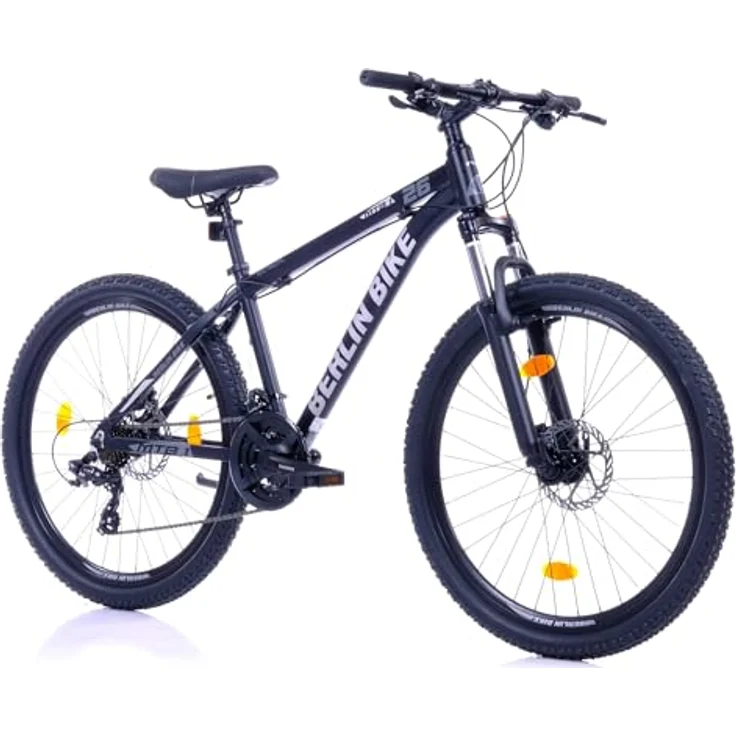 Berlin Bike MTB1 Mountainbike, 26 Zoll, 46 cm Rahmenhöhe, hydraulische Scheibenbremsen, Shimano-Set, Schwarz-Silber – Bild 2