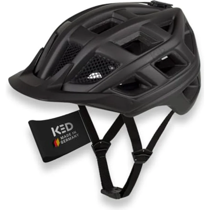 KED Crom Fahrradhelm, für Mountainbike und Trekking, mit LED Rücklicht, FIDLOCK Verschluss, Insektenschutznetz, Farbe: Black Matt, Größe: 60-65 (XL) – Bild 1