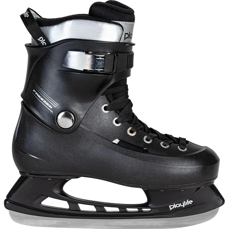 Powerslide Ice Freezer Black, Schlittschuhe mit hochwertigen Stahlkufen, dualem Verschlusssystem und gepolsterter Innenpolsterung, Größe 43-44