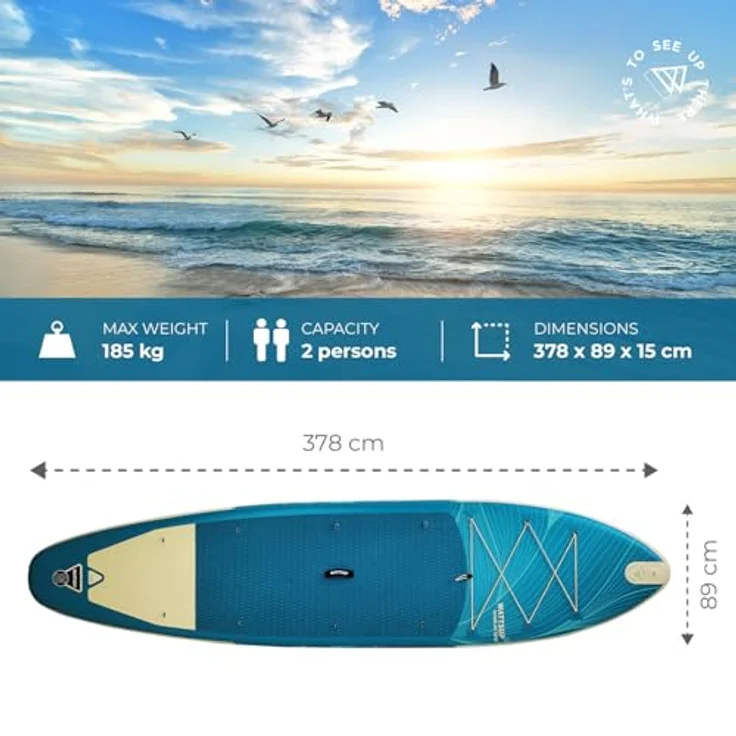 WattSUP MARLIN 12.5, Stand Up Paddle Board ISUP, 378x89cm, ideal für Anfänger und Fortgeschrittene – Bild 9