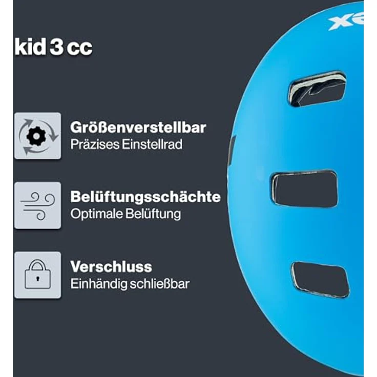 Uvex Kid 3, robuster Fahrradhelm für Kinder mit Hardshell-Technologie, 10 Belüftungsöffnungen, blau matt, 51-55 cm – Bild 2