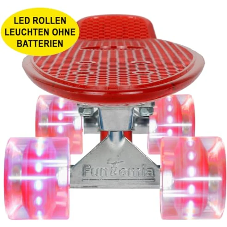 FunTomia 57cm Mini-Cruiser Skateboard mit LED Leuchtrollen, Aluminium Truck, ABEC-9 Kugellager und T-Tool – Bild 2