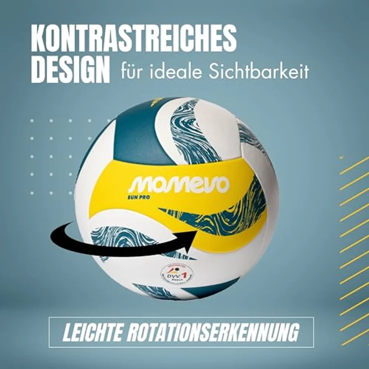 MOMEVO Beachvolleyball SunPro, DVV1 zertifiziert in offizieller Größe und Gewicht, ideal für Training & Wettkampf – Bild 5