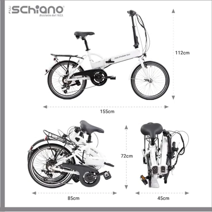 Schiano E-Sky Klapprad 20 Zoll Pedelec, 280Wh Elektrofahrrad mit 7 Gängen, faltbar, weiß – Bild 4