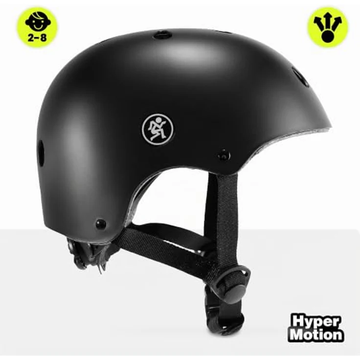 HyperMotion HyperMotion Kinderhelm, verstellbar 46-56 cm, matt schwarz, Leichtgewicht 280g, für Fahrrad, Roller, Skateboard – Bild 2