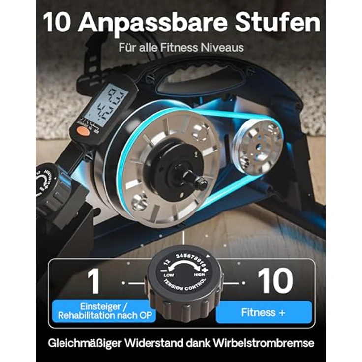 FREITHAL Der gelenkschonende Pedaltrainer PRO [TESTSIEGER] - Mit Anti-Rutsch-Matte & beleuchtetem Display - Leiser Arm und Beintrainer Senioren [Fuß- & Handpedalen] - Mini Heimtrainer Fahrrad in Schwarz – Bild 2