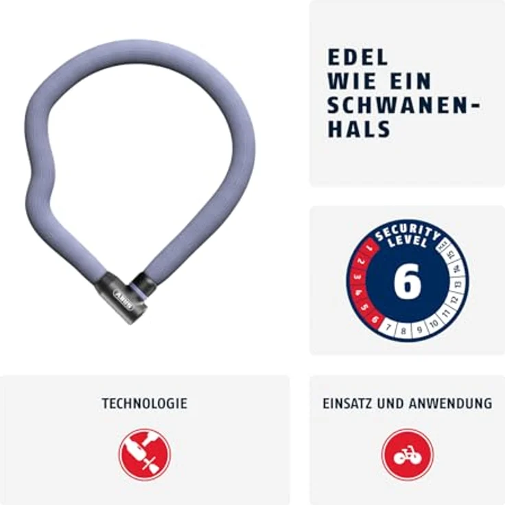Abus Goose Lock, Veloschloss 110 cm mit Stahlkette und IvyTex-Ummantelung, handlich und formstabil – Bild 2