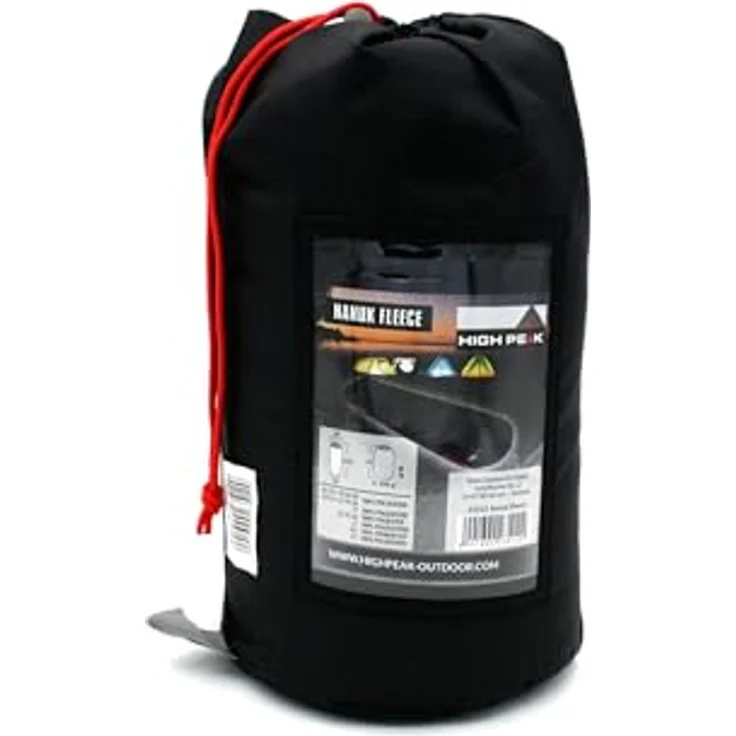 High Peak Mumienschlafsack, 220 cm, aus Fleece, leicht und kompakt, ideal für den Sommer, mit Auto-Lock-Reißverschluss und Packsack – Bild 3