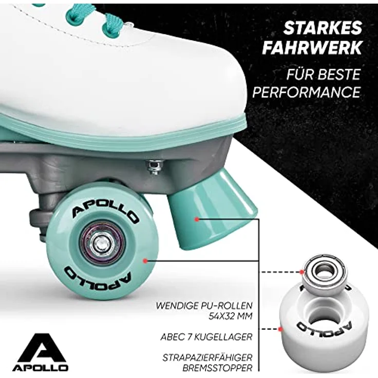 Apollo Rollschuhe Retro Discoroller, verstellbare Disco Roller Skates, größenverstellbar Rollerskates, Retro Design, Größe L, schwarz – Bild 5