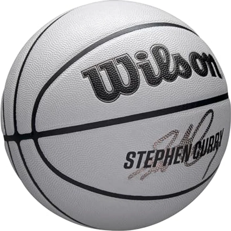 Wilson NBA Player Icon UV Basketball, Stephen Curry Design, Grau, Größe 7, mit UV-Schutz, Pure Feel Textur und True Grip Beschichtung – Bild 4
