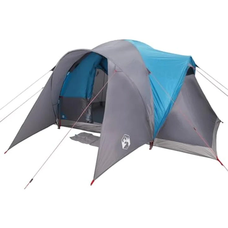 vidaXL Kuppel-Familienzelt 6 Personen, blau, wasserdichtes Campingzelt mit abnehmbarem Überzelt und E-Anschluss für Stromzubehör – Bild 1