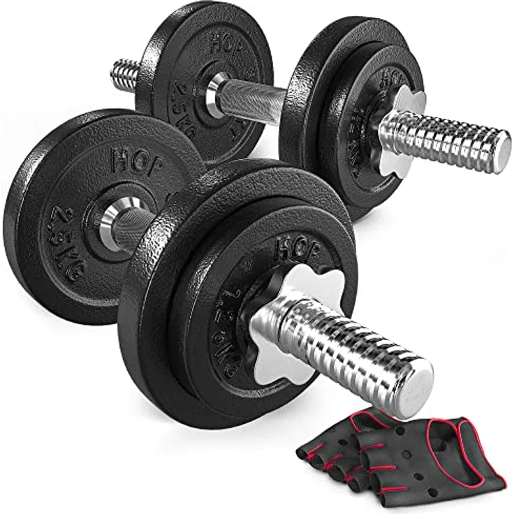 Hop-Sport Guss Kurzhanteln Hantel Set Hanteln 10kg 15kg 20kg 30kg 40kg 60 kg Gewichte (2 x 10 kg)