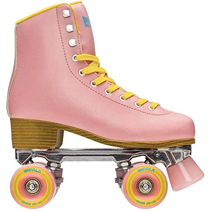 IMPALA Skate Impala Quad-Skates, Rollschuhe in Pink/Gelb, PVC-Obermaterial, Aluminiumgrundplatte, Urethan-Rollen 58mm, ABEC 7 Kugellager, PETA-zertifiziertes vegan. – Bild 3
