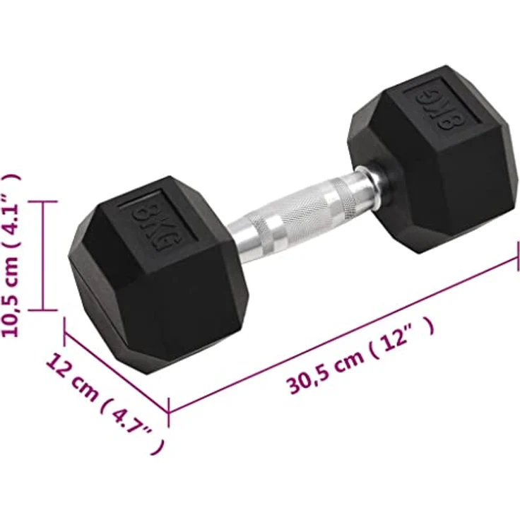 vidaXL 2x Hexagon Kurzhantel Set, 16 kg Gusseisen mit Gummibeschichtung und Anti-Roll-Design für Krafttraining – Bild 5