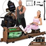 Miweba Sports Rudergerät für Zuhause MR700 Pro | Rudergerät Wasser - Klappbar - Kinomap App - Bluetooth - LED Wassertank - Esche dunkel