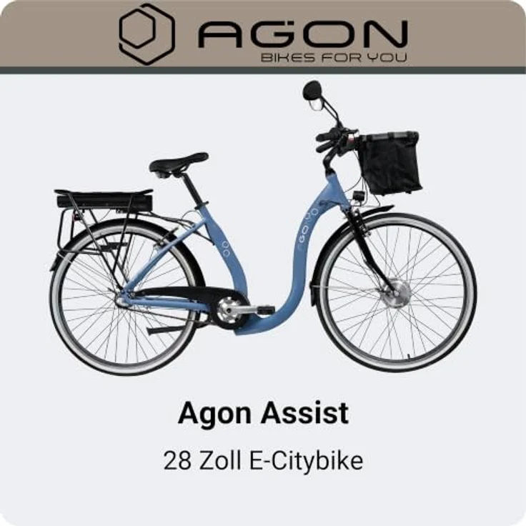Agon Assist E-Bike City, Aluminium Tiefeinsteiger mit 250 W Motor, 28 Zoll, dusty blue – Bild 2