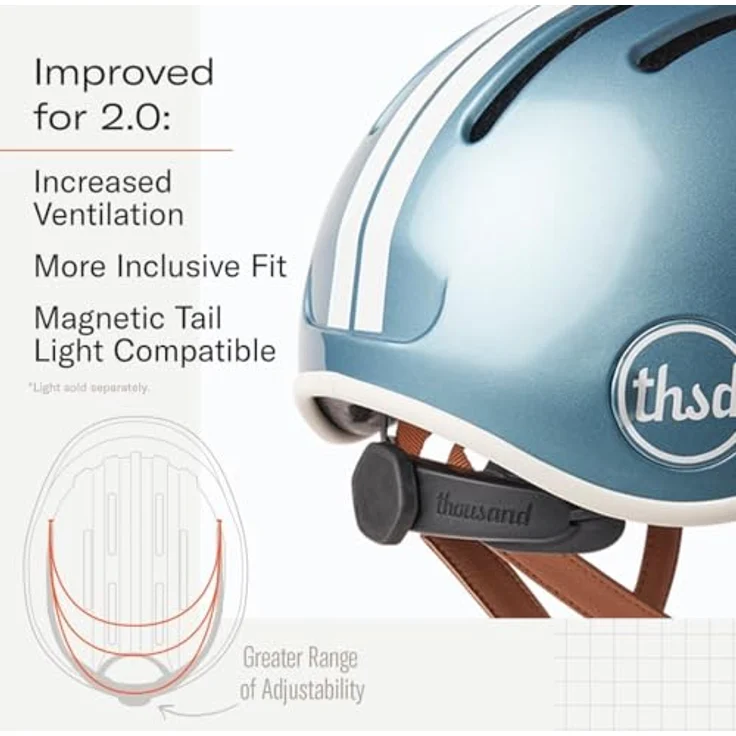 Thousand Fahrradhelm für Erwachsene – Heritage 2.0 Collection - Pelham Blue Large, Urbaner Stadthelm mit Diebstahlsicherung und modernem Retro-Design – Bild 4