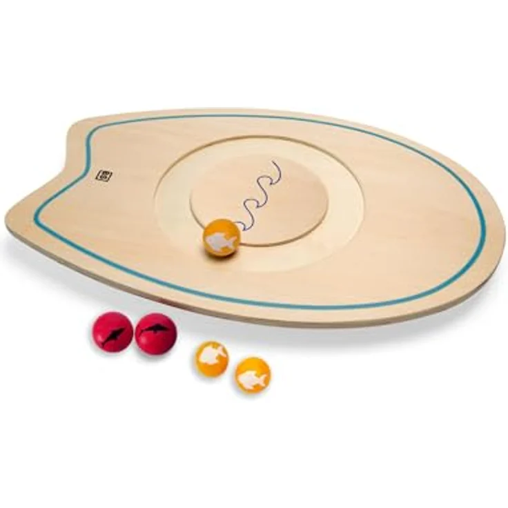 BS Toys Balance-Board, Lernspiel zur Förderung von Gleichgewicht und Koordination, mit 1 Brett und 5 Bällen, für Kinder ab 4 Jahren – Bild 1