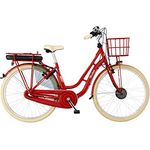 Fischer E-Bike City CITA RETRO 2.0, Elektrofahrrad für Damen und Herren, RH 48 cm, Frontmotor 32 Nm, 36 V Akku, rot glänzend