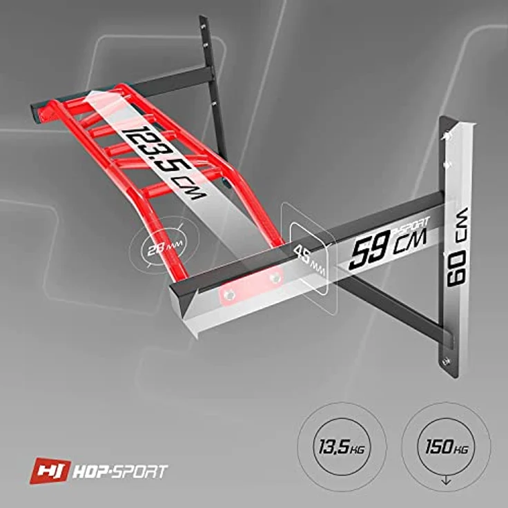 Hop-Sport Multigriff Klimmzugstange für Wand HS-2002K - Profi Fitness Pull Up Bar für zuhause mit vielen Griffvariationen – Bild 2