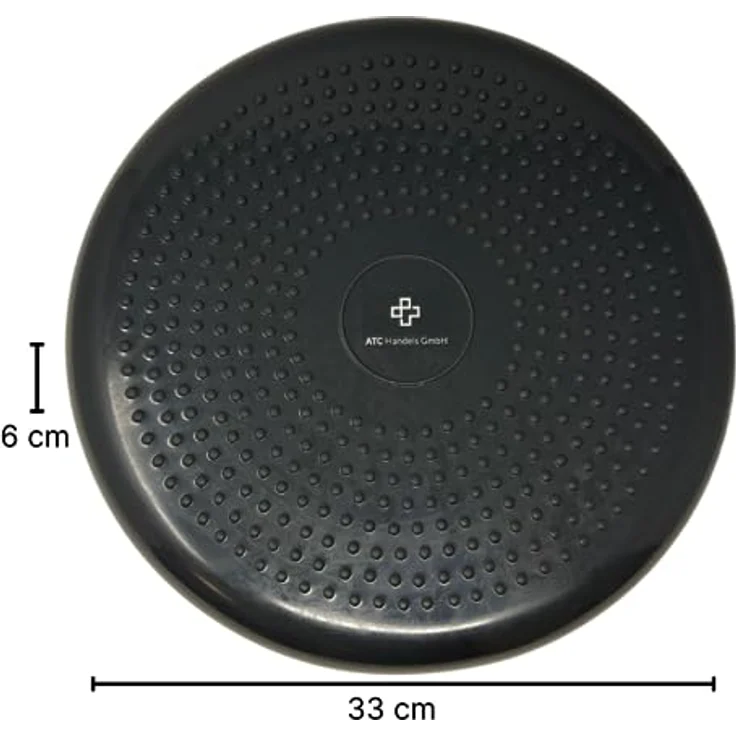 ATC Handels GmbH Balance- und Sitzkissen in verschiedenen Farben inkl. Pumpe - 33cm Durchmesser - aufblasbares Luftkissen, Balance Pad, Physiokissen für Koordination- und Fitnesstraining, anthrazit – Bild 4
